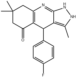 4-(4-FLUOROPHENYL)-3,7,7-TRIMETHYL-2,4,6,7,8,9-HEXAHYDRO-5H-PYRAZOLO[3,4-B]QUINOLIN-5-ONE Struktur