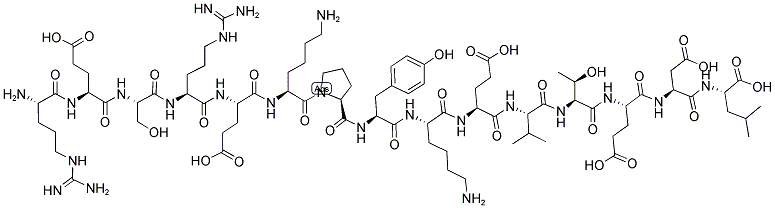 H-ARG-GLU-SER-ARG-GLU-LYS-PRO-TYR-LYS-GLU-VAL-THR-GLU-ASP-LEU-OH Struktur