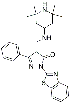 2-BENZOTHIAZOL-2-YL-5-PHENYL-4-[(2,2,6,6-TETRAMETHYL-PIPERIDIN-4-YLAMINO)-METHYLENE]-2,4-DIHYDRO-PYRAZOL-3-ONE Struktur