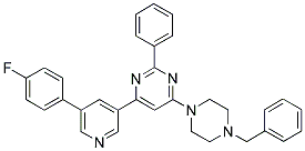 4-(4-BENZYL-PIPERAZIN-1-YL)-6-[5-(4-FLUORO-PHENYL)-PYRIDIN-3-YL]-2-PHENYL-PYRIMIDINE Struktur