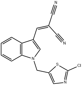 2-((1-[(2-CHLORO-1,3-THIAZOL-5-YL)METHYL]-1H-INDOL-3-YL)METHYLENE)MALONONITRILE Struktur