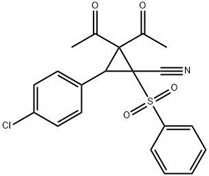2,2-DIACETYL-3-(4-CHLOROPHENYL)-1-(PHENYLSULFONYL)CYCLOPROPANECARBONITRILE Struktur