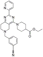 1-[6-(3-CYANO-BENZYL)-2-PYRIDIN-2-YL-5,6,7,8-TETRAHYDRO-PYRIDO[4,3-D]PYRIMIDIN-4-YL]-PIPERIDINE-4-CARBOXYLIC ACID ETHYL ESTER Structure
