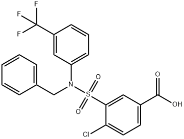 3-[BENZYL-(3-TRIFLUOROMETHYL-PHENYL)-SULFAMOYL]-4-CHLORO-BENZOIC ACID Struktur