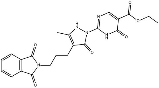 ETHYL 2-(4-[3-(1,3-DIOXO-1,3-DIHYDRO-2H-ISOINDOL-2-YL)PROPYL]-3-METHYL-5-OXO-2,5-DIHYDRO-1H-PYRAZOL-1-YL)-6-OXO-1,6-DIHYDRO-5-PYRIMIDINECARBOXYLATE Struktur