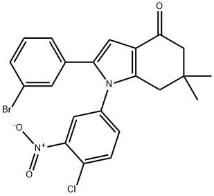 2-(3-BROMOPHENYL)-1-(4-CHLORO-3-NITROPHENYL)-6,6-DIMETHYL-5,6,7-TRIHYDROINDOL-4-ONE Structure