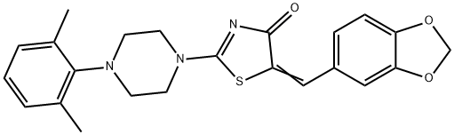 5-[(E)-1,3-BENZODIOXOL-5-YLMETHYLIDENE]-2-[4-(2,6-DIMETHYLPHENYL)PIPERAZINO]-1,3-THIAZOL-4(5H)-ONE Structure