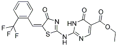 ETHYL 6-OXO-2-[(4-OXO-5-((E)-[2-(TRIFLUOROMETHYL)PHENYL]METHYLIDENE)-4,5-DIHYDRO-1,3-THIAZOL-2-YL)AMINO]-1,6-DIHYDRO-5-PYRIMIDINECARBOXYLATE Structure