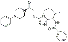N-(1-(4-ETHYL-5-(2-OXO-2-(4-PHENYLPIPERAZIN-1-YL)ETHYLTHIO)-4H-1,2,4-TRIAZOL-3-YL)-2-METHYLPROPYL)BENZAMIDE Struktur