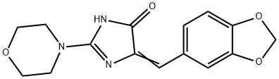 5-[(E)-1,3-BENZODIOXOL-5-YLMETHYLIDENE]-2-MORPHOLINO-3,5-DIHYDRO-4H-IMIDAZOL-4-ONE Structure
