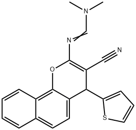 N'-[3-CYANO-4-(2-THIENYL)-4H-BENZO[H]CHROMEN-2-YL]-N,N-DIMETHYLIMINOFORMAMIDE Struktur
