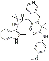 2-(2-((1R,3S)-2,2-DIMETHYL-3-(2-METHYL-1H-INDOL-3-YL)CYCLOPROPYL)-N-(PYRIDIN-3-YLMETHYL)ACETAMIDO)-N-(4-METHOXYPHENYL)-2-METHYLPROPANAMIDE Struktur