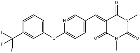 1,3-DIMETHYL-5-((6-[3-(TRIFLUOROMETHYL)PHENOXY]-3-PYRIDINYL)METHYLENE)-2,4,6(1H,3H,5H)-PYRIMIDINETRIONE Struktur