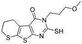 2-MERCAPTO-3-(3-METHOXYPROPYL)-6,7-DIHYDRO-5H-THIOPYRANO[3',2':4,5]THIENO[2,3-D]PYRIMIDIN-4(3H)-ONE Struktur