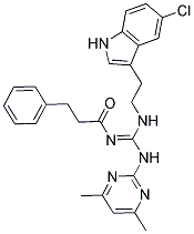 N-[2-(5-CHLORO-1H-INDOL-3-YL)ETHYL]-N'-(4,6-DIMETHYL-2-PYRIMIDINYL)-N'-(3-PHENYLPROPANOYL)GUANIDINE Structure