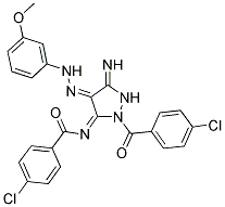(E)-4-CHLORO-N-((E)-2-(4-CHLOROBENZOYL)-5-IMINO-4-(2-(3-METHOXYPHENYL)HYDRAZONO)PYRAZOLIDIN-3-YLIDENE)BENZAMIDE