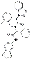 2-(2-(1H-BENZO[D][1,2,3]TRIAZOL-1-YL)-N-(2-METHYLBENZYL)ACETAMIDO)-N-(BENZO[D][1,3]DIOXOL-5-YL)-2-(CYCLOHEX-3-ENYL)ACETAMIDE Structure