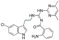 (E)-2-AMINO-N-((2-(5-CHLORO-1H-INDOL-3-YL)ETHYLAMINO)(4,6-DIMETHYLPYRIMIDIN-2-YLAMINO)METHYLENE)BENZAMIDE Struktur