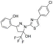 1-[4-(4-CHLOROPHENYL)-1,3-THIAZOL-2-YL]-3-(2-HYDROXYPHENYL)-5-(TRIFLUOROMETHYL)-4,5-DIHYDRO-1H-PYRAZOL-5-OL Struktur