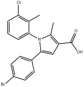 5-(4-BROMO-PHENYL)-1-(3-CHLORO-2-METHYL-PHENYL)-2-METHYL-1H-PYRROLE-3-CARBOXYLIC ACID Struktur