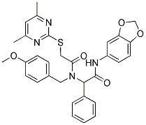 N-(BENZO[D][1,3]DIOXOL-5-YL)-2-(2-(4,6-DIMETHYLPYRIMIDIN-2-YLTHIO)-N-(4-METHOXYBENZYL)ACETAMIDO)-2-PHENYLACETAMIDE Struktur