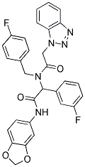 2-(2-(1H-BENZO[D][1,2,3]TRIAZOL-1-YL)-N-(4-FLUOROBENZYL)ACETAMIDO)-N-(BENZO[D][1,3]DIOXOL-5-YL)-2-(3-FLUOROPHENYL)ACETAMIDE Structure
