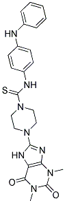 N-(4-ANILINOPHENYL)-4-(1,3-DIMETHYL-2,6-DIOXO-2,3,6,7-TETRAHYDRO-1H-PURIN-8-YL)PIPERAZINE-1-CARBOTHIOAMIDE Struktur