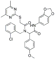 N-(BENZO[D][1,3]DIOXOL-5-YL)-2-(N-(2-CHLOROBENZYL)-2-(4,6-DIMETHYLPYRIMIDIN-2-YLTHIO)ACETAMIDO)-2-(4-METHOXYPHENYL)ACETAMIDE Struktur