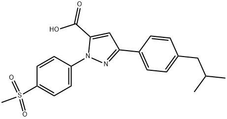 3-(4-ISOBUTYLPHENYL)-1-(4-(METHYLSULFONYL)PHENYL)-1H-PYRAZOLE-5-CARBOXYLIC ACID Struktur