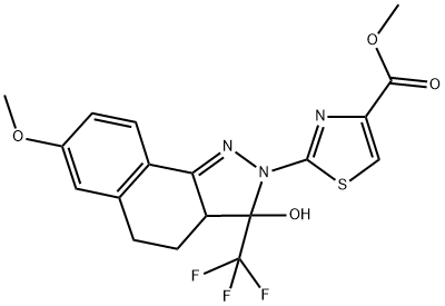 METHYL 2-[3-HYDROXY-7-METHOXY-3-(TRIFLUOROMETHYL)-3,3A,4,5-TETRAHYDRO-2H-BENZO[G]INDAZOL-2-YL]-1,3-THIAZOLE-4-CARBOXYLATE Structure