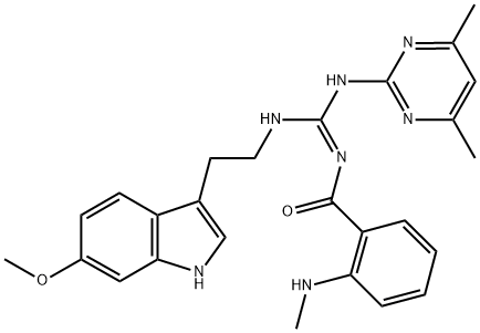 N-(4,6-DIMETHYL-2-PYRIMIDINYL)-N'-[2-(6-METHOXY-1H-INDOL-3-YL)ETHYL]-N'-[2-(METHYLAMINO)BENZOYL]GUANIDINE 結(jié)構(gòu)式