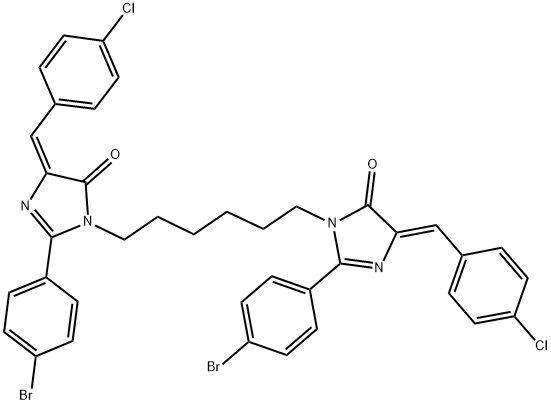(Z)-2-(4-BROMOPHENYL)-1-(6-((E)-2-(4-BROMOPHENYL)-4-(4-CHLOROBENZYLIDENE)-5-OXO-4,5-DIHYDROIMIDAZOL-1-YL)HEXYL)-4-(4-CHLOROBENZYLIDENE)-1H-IMIDAZOL-5(4H)-ONE Structure