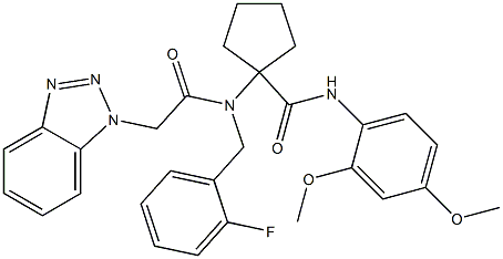 1-(2-(1H-BENZO[D][1,2,3]TRIAZOL-1-YL)-N-(2-FLUOROBENZYL)ACETAMIDO)-N-(2,4-DIMETHOXYPHENYL)CYCLOPENTANECARBOXAMIDE Structure