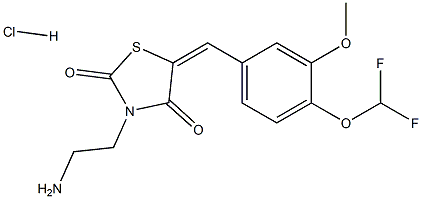 (5E)-3-(2-AMINOETHYL)-5-[4-(DIFLUOROMETHOXY)-3-METHOXYBENZYLIDENE]-1,3-THIAZOLIDINE-2,4-DIONE HYDROCHLORIDE Struktur