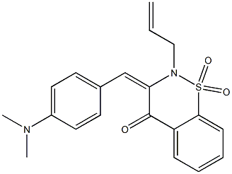 (3E)-2-ALLYL-3-[4-(DIMETHYLAMINO)BENZYLIDENE]-2,3-DIHYDRO-4H-1,2-BENZOTHIAZIN-4-ONE 1,1-DIOXIDE Struktur