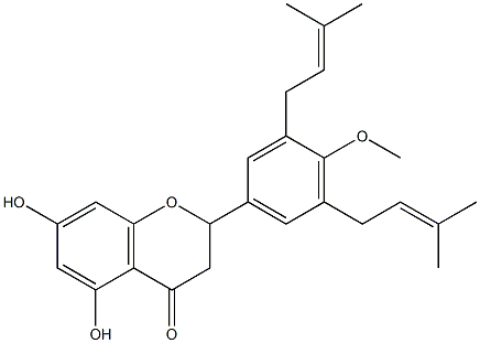 5,7-DIHYDROXY-2-[4-METHOXY-3,5-BIS-(3-METHYL-BUT-2-ENYL)-PHENYL]-CHROMAN-4-ONE Struktur