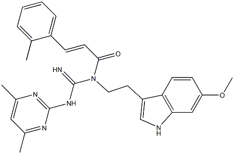 N-(4,6-DIMETHYL-2-PYRIMIDINYL)-N'-[2-(6-METHOXY-1H-INDOL-3-YL)ETHYL]-N'-[(E)-3-(2-METHYLPHENYL)-2-PROPENOYL]GUANIDINE Struktur