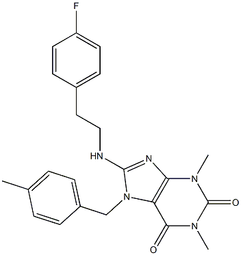 8-[(4-FLUOROPHENETHYL)AMINO]-1,3-DIMETHYL-7-(4-METHYLBENZYL)-3,7-DIHYDRO-1H-PURINE-2,6-DIONE Struktur