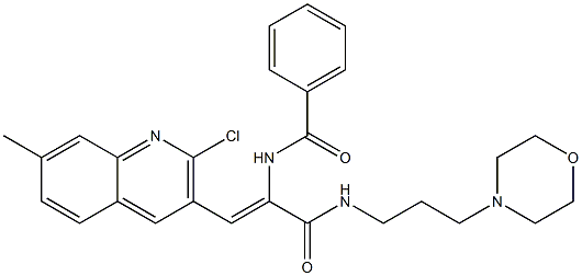(Z)-N-(1-(2-CHLORO-7-METHYLQUINOLIN-3-YL)-3-(3-MORPHOLINOPROPYLAMINO)-3-OXOPROP-1-EN-2-YL)BENZAMIDE Struktur