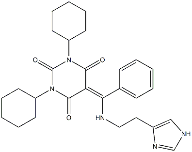 5-[{[2-(1H-IMIDAZOL-4-YL)ETHYL]AMINO}(PHENYL)METHYLENE]-1,3-DICYCLOHEXYLPYRIMIDINE-2,4,6(1H,3H,5H)-TRIONE Structure