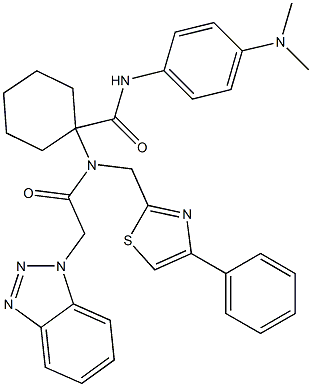 1-(2-(1H-BENZO[D][1,2,3]TRIAZOL-1-YL)-N-((4-PHENYLTHIAZOL-2-YL)METHYL)ACETAMIDO)-N-(4-(DIMETHYLAMINO)PHENYL)CYCLOHEXANECARBOXAMIDE Structure