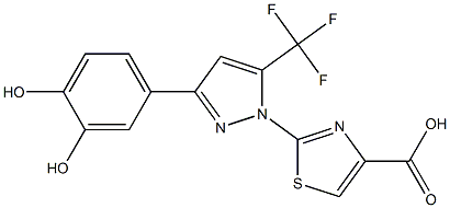 2-[3-(3,4-DIHYDROXYPHENYL)-5-(TRIFLUOROMETHYL)-1H-PYRAZOL-1-YL]-1,3-THIAZOLE-4-CARBOXYLIC ACID Struktur