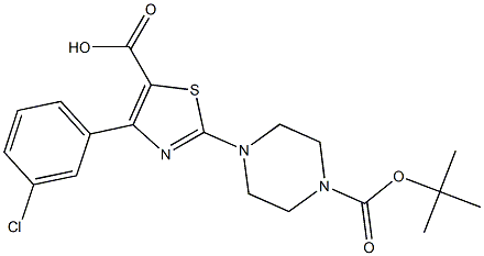 2-(4-(TERT-BUTOXYCARBONYL)PIPERAZIN-1-YL)-4-(3-CHLOROPHENYL)THIAZOLE-5-CARBOXYLIC ACID Struktur