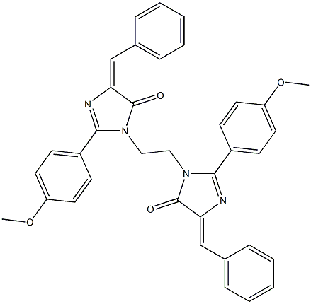 (E)-4-BENZYLIDENE-1-(2-((Z)-4-BENZYLIDENE-2-(4-METHOXYPHENYL)-5-OXO-4,5-DIHYDROIMIDAZOL-1-YL)ETHYL)-2-(4-METHOXYPHENYL)-1H-IMIDAZOL-5(4H)-ONE Struktur