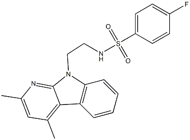 N-[2-(2,4-DIMETHYL-9H-PYRIDO[2,3-B]INDOL-9-YL)ETHYL]-4-FLUOROBENZENESULFONAMIDE Struktur