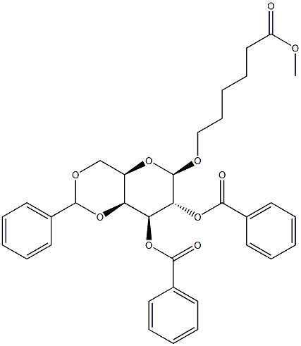 5-METHOXYCARBONYL PENT-1-YL 2,3-DI-O-BENZOYL-4,6-O-BENZYLIDENE-BETA-D-GALACTOPYRANOSIDE Struktur