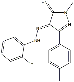 (4E)-5-IMINO-1-METHYL-3-(4-METHYLPHENYL)-1,5-DIHYDRO-4H-PYRAZOL-4-ONE (2-FLUOROPHENYL)HYDRAZONE Struktur