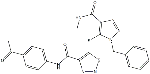 N-(4-ACETYLPHENYL)-5-(3-BENZYL-5-(METHYLCARBAMOYL)-3H-1,2,3-TRIAZOL-4-YLTHIO)-1,2,3-THIADIAZOLE-4-CARBOXAMIDE Struktur