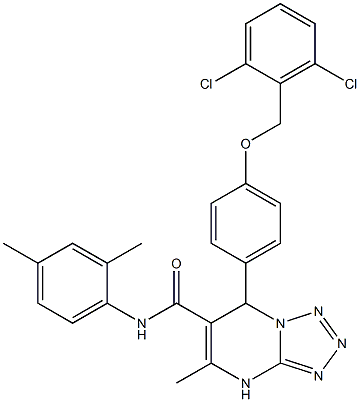 7-(4-(2,6-DICHLOROBENZYLOXY)PHENYL)-N-(2,4-DIMETHYLPHENYL)-5-METHYL-4,7-DIHYDROTETRAZOLO[1,5-A]PYRIMIDINE-6-CARBOXAMIDE Struktur