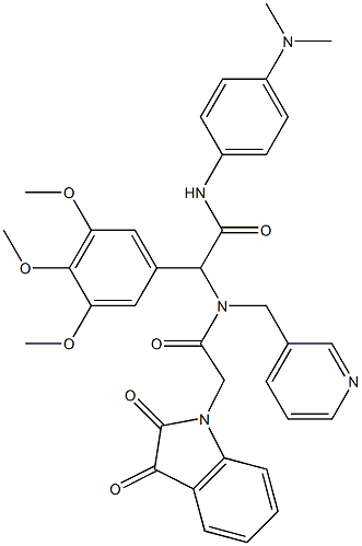 N-(4-(DIMETHYLAMINO)PHENYL)-2-(2-(2,3-DIOXOINDOLIN-1-YL)-N-(PYRIDIN-3-YLMETHYL)ACETAMIDO)-2-(3,4,5-TRIMETHOXYPHENYL)ACETAMIDE Struktur